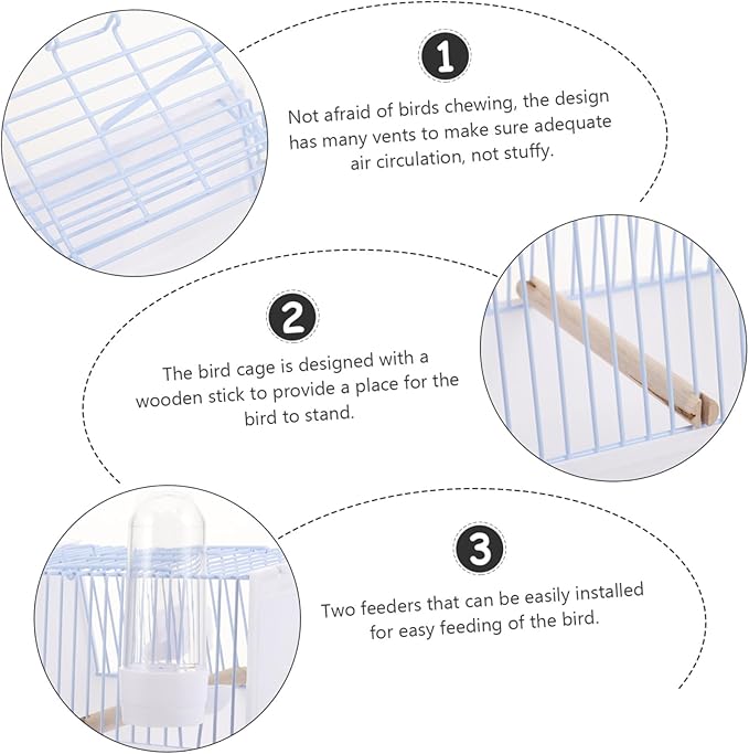 Portable Small Bird Carrier Cage with Comfortable Handle Lightweight Metal Travel Cage for Parrots Parakeets and Small Pet Birds Breathable Design for Hiking Camping and Travel