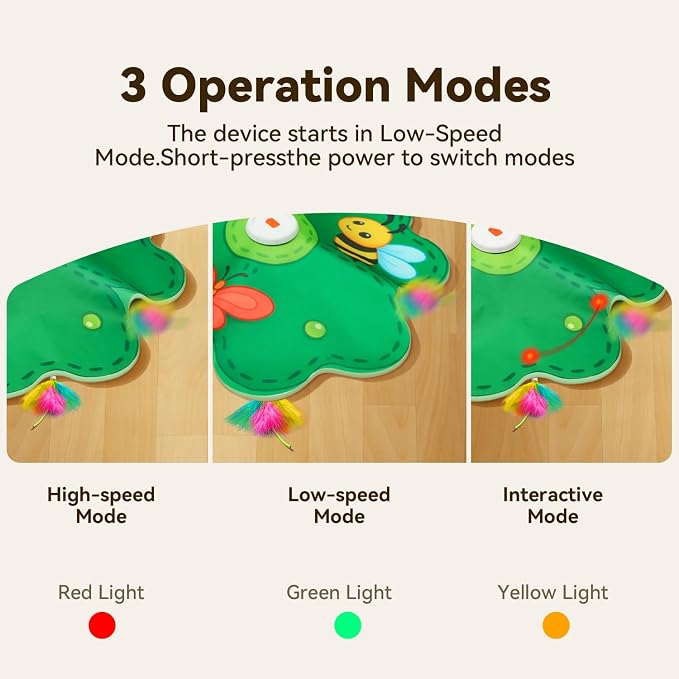 FEELNEEDY Rechargeable Cat Toys, 2 in 1 Hide and Seek Game Interactive Cat Toy, Movable LED Red Dot, Concealed Feathers, Durable Exercise Toys for Indoor Cats, Bored Adult Cats Wand Toy, Green - Image 3