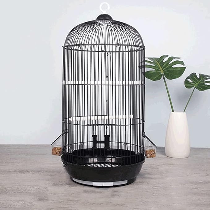 Elegant Birdcage Round Birdcages Simple Retro Bird Carriers Dome Wrought Iron Bird Cage Creative Bird House Carrier for Outdoor Yard Garden Exquisite Beautiful