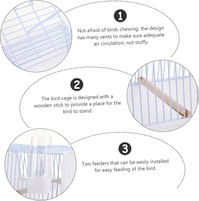 Mikikit Extra Large Portable Birdcage Parrot Carrier Travel Cage Handle Bird Travel Cage for Outdoor Use