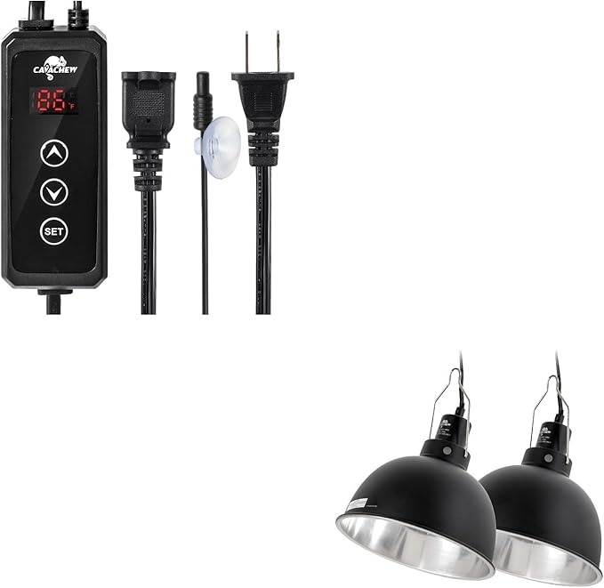 Reptile Dimming Thermostat with 2 pack 8.5in Dome Lamp Fixture