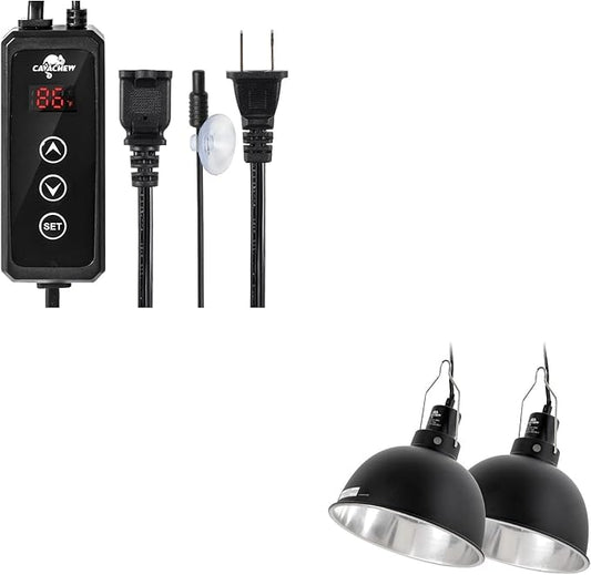 Reptile Dimming Thermostat with 2 pack 8.5in Dome Lamp Fixture