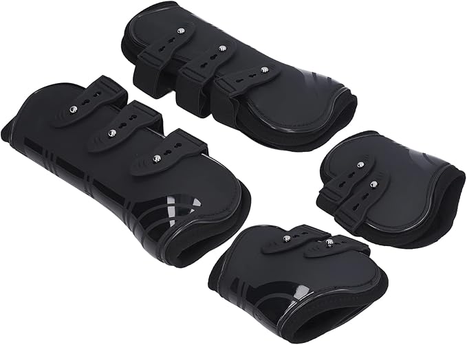 Horse Boots, 4Pcs PU Shell Protective Horse Tendon Boots, Horse Splint Boots for Front Legs and Rear Legs, Protective Horse Leg Wraps, Leg and Support for Riding, Jumping(XL)