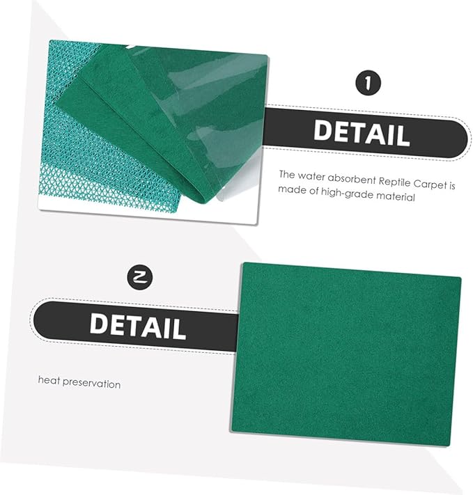 Reptile Terrarium Mat Liner Green Turtle Cage Carpet for Tortoise Bedding Reusable Non-Toxic Substrate Lizard Habitat Accessory for Cleaner Pet Enclosure