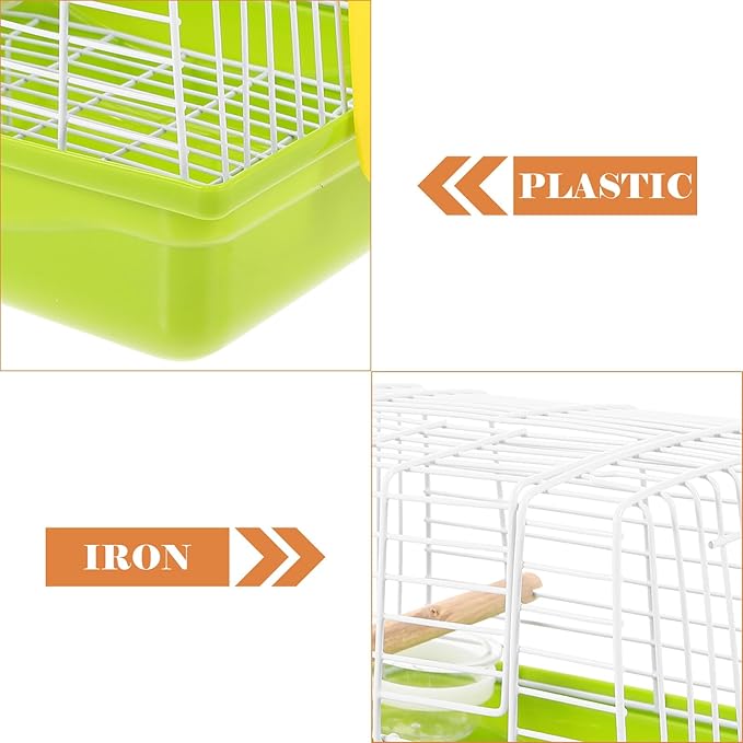 SUPVOX Portable Metal Bird Carrier Cage with Ventilated Wire Design Comfortable Travel Parrot Cage for Parakeets Lightweight Carrying Case for Outdoor Walks Hiking and Camping