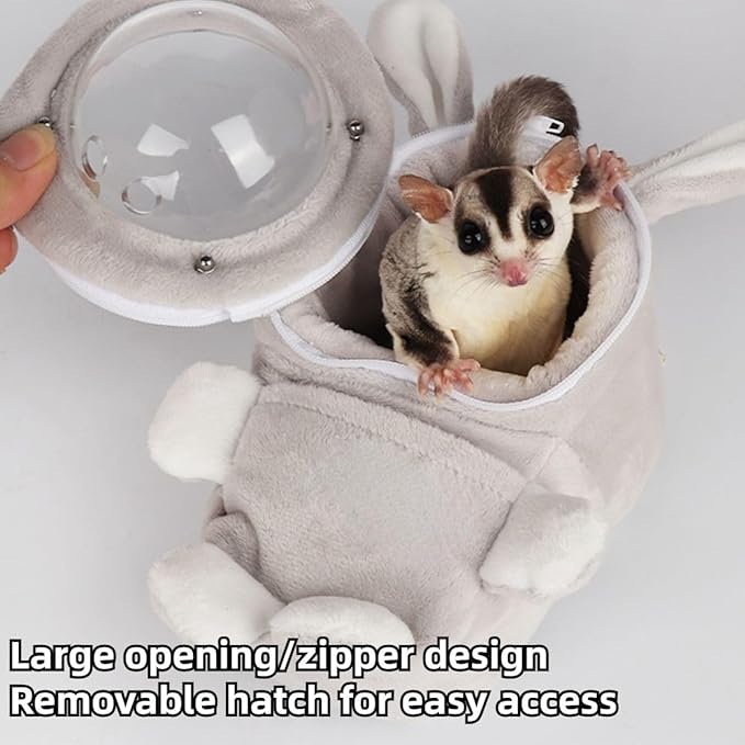 Sugar Glider Bonding Pouch Bonding Pouch Carry for Rat Syrian Hamster Hedgehog Small Pocket Pets, Gerbil Travel Bag Cute Bunny-Shaped Outing Bag with Large Transparent Window (Pink,Large)