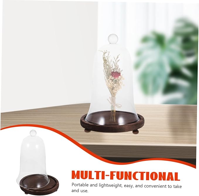 Garneck 1set Micro Landscape Eternal Life Flower Glass Cover Base for Home and Shop Decoration Elegant Flower Display and Showcase Adornment for Parties and Events