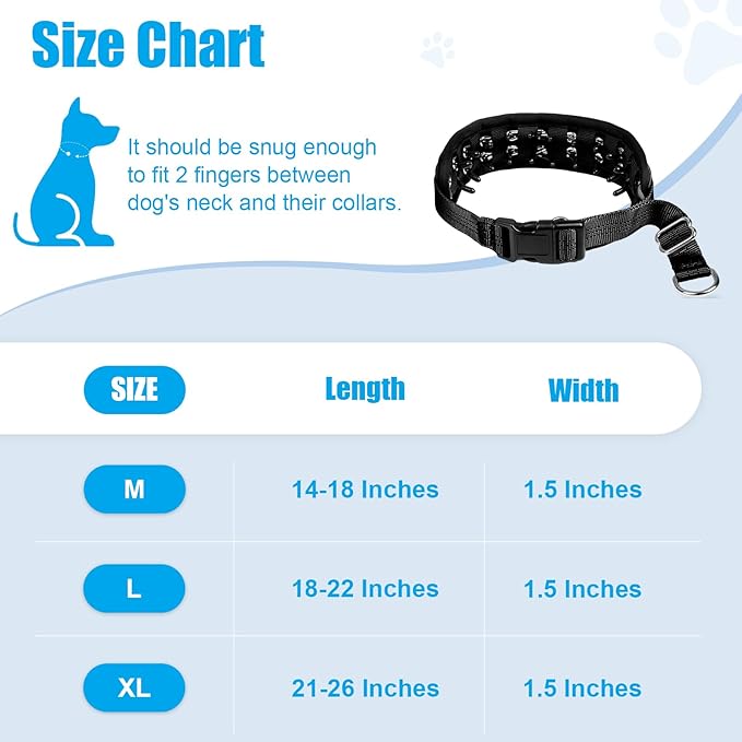 Lightweight Prong Collar for Dogs, Reflective No Pull Dog Collar | Adjustable Size Dog Pinch, Breathable Woven Fabric Air Grid Technology, Martingale Collar for Dogs Training(Black-M)
