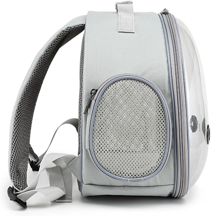 Periglo Pet Carrier Cage, Small Parrot Cage Pet Backpack, Portable Animal Carrier Travel Cage, Indoor and Outdoor Cage for Parrot, Hedgehog, Rat Parrot, Rabbit, Grey