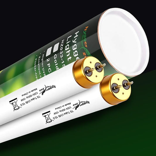 UVB Light for Reptiles Bearded Dragon, 2 Pack T8 UVB Reptile Light UVB Bulb 10.0 15W UVA UVB Reptile Light Bulb Terrarium Light Lamp Tube for Turtle Chameleon Leopard Gecko Snake Tank, 18 Inch