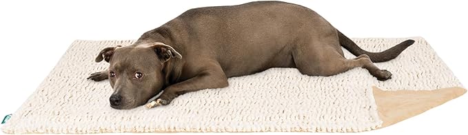 FurHaven Waterproof Dog Blanket – Birch Faux Fur & Suede Calming Throw for Pets, Washable – Taupe, Large
