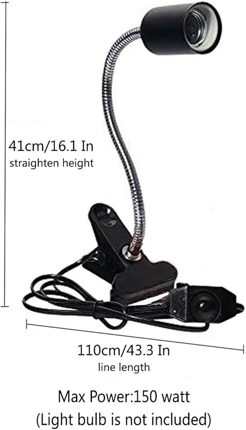 CTKcom UVA UVB Light Bulb Reptile Ceramic Heat Lamp Pet Heating Bulb Holder Clamp Lamp Fixture Heating Light Lamp For Reptiles,Aquarium Reptile Light Adjustable Habitat Lighting Stand,110V-130V(Black)