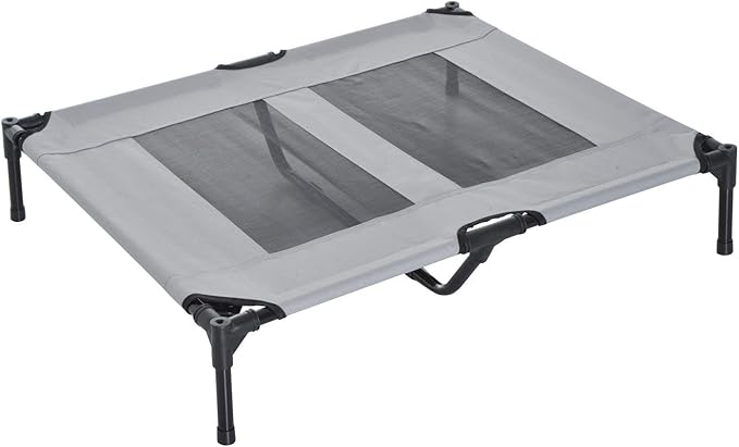PawHut Elevated Portable Dog Cot Cooling Pet Bed with UV Protection Canopy Shade, 36 inch