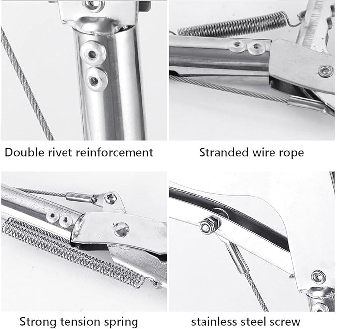 SUNGOOYUE Stainless Steel Garbage Clip, Heavy Duty Anti Snake Tongs Reptile EEL Grabber Catcher Wide Jaw Handling Pliers