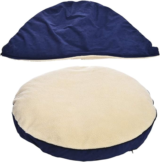 AmazonBasics Pet Cave Bed for Dogs and Cats, with Removable Nesting Cave Cover, Fits up to 30lbs Pets, 35 x 35 x 13 inches, Blue