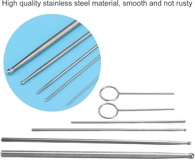 6pcs Snake Probe Kit, Professional Reptiles Snake Sexing Probes with Round Ball Tip, with Storage Box, Made of Stainless Steel Materials, XS to XL Scope