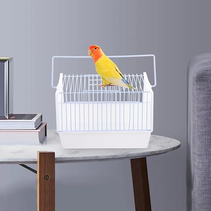 Portable Parrot Travel Carrier Cage with Breathable Wire Structure Lightweight Handheld Bird Cage for Outdoor Trips Camping Hiking Suitable for Small Birds and Parakeets and
