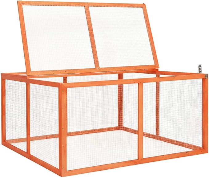 vidaXL Rabbit Hutch - Solid Firwood and Steel Wire - Outdoor Design - Suitable for Small Animals -Easy Assembly- Openable Roof - Cali Prop 65 Warning