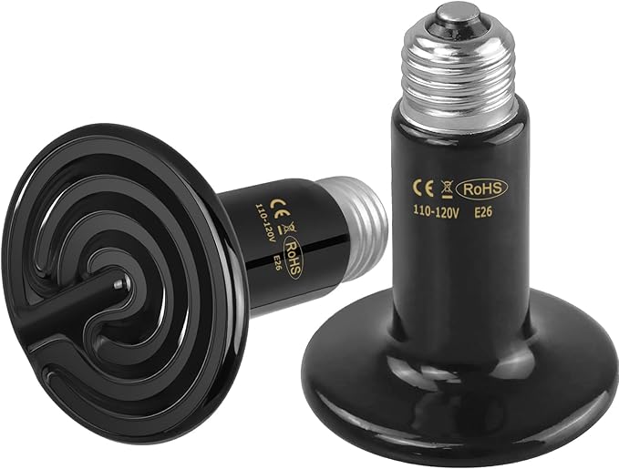 200W Ceramic Heat Emitter - Black Reptile Heat Bulb - Infrared Reptile Heat Lamp for Lizards, Amphibians, Turtles, Dogs, Cats - Ideal for Pet Heating - No Light, No Harm - ETL Listed
