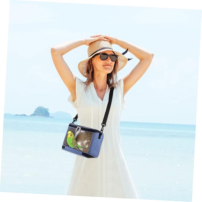 Capacity Transparent Parrot Carrier Bag with Breathable Mesh Adjustable Shoulder Strap Portable Pet Shoulder Bag for Travel and Outdoor Use