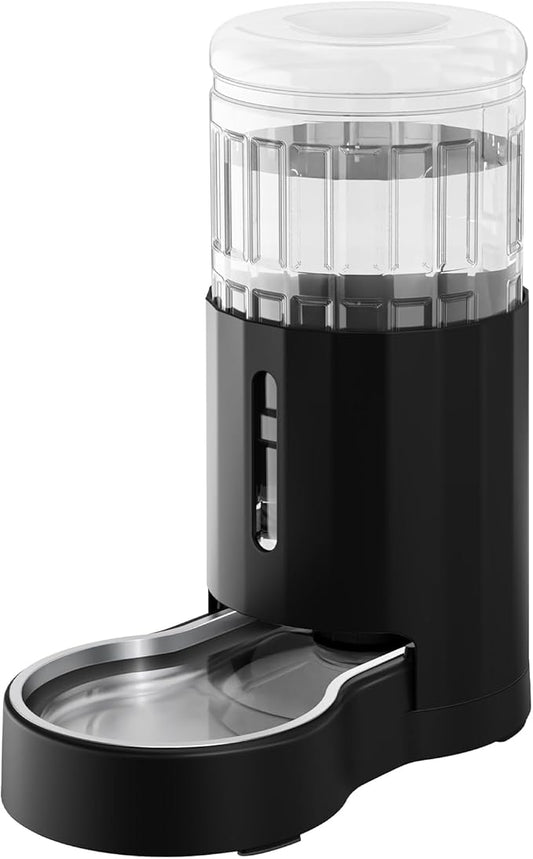 CZPET Dog Water Bowl Dispenser 8L, Wider Mouth & Upgraded Brush for Easy Cleaning Automatic Cat Gravity Refilling Waterer with Removable Stainless Steel Bowl, Large Drinking Area for Multi-Pet (Black)