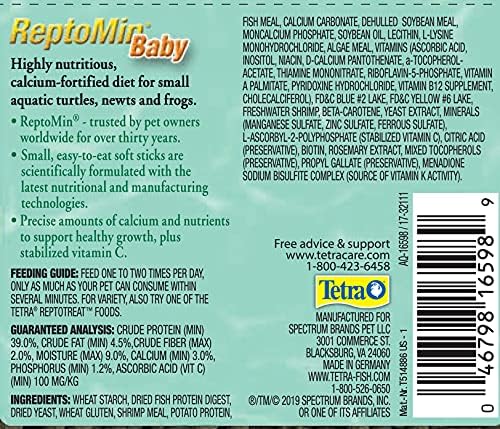 Tetra ReptoMin Baby Floating Food Sticks, 0.92-Oz (26g) (Pack of 2)