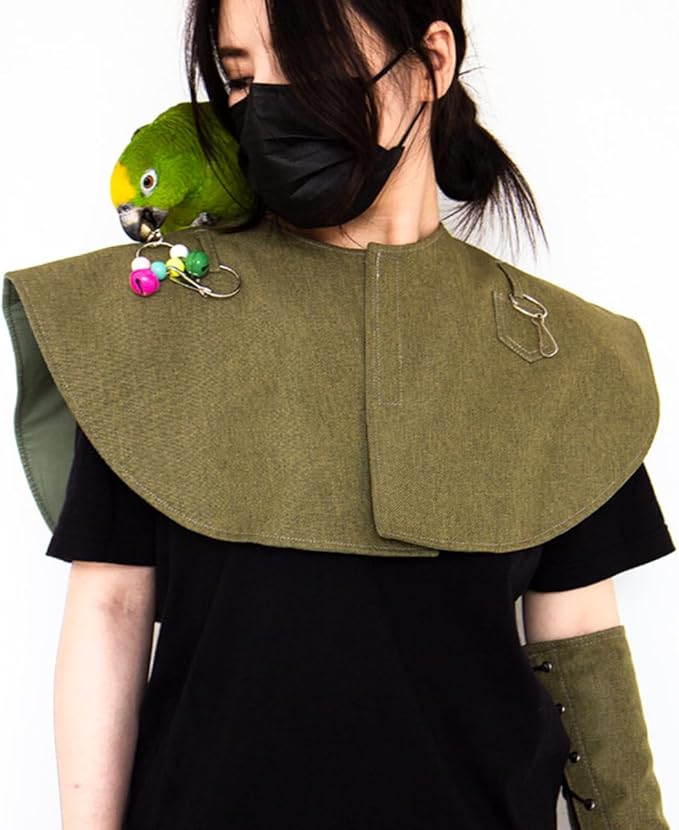 Pet Bird Shoulder Poop Protector and Protective Anti-Scratch Arm Guard Set, Anti-Bite Shoulder Pad Diaper Shawl for Parrot Macaw African Budgies Parakeet Agapornis Fischeri Cockatiel Lovebird