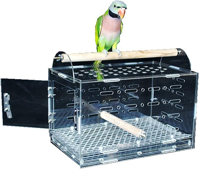 Flight Cage Plastic Bird Carrier Portablebird Cage with Feeding Cups Bird Travel Cage for Extra Small Finches Bird Cage