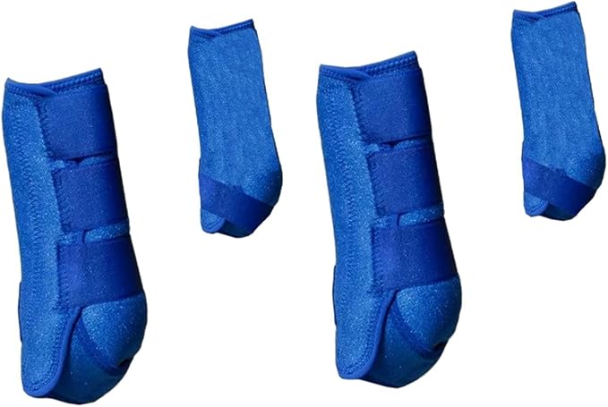 4Pcs Horse Boots Leg Protectors Adjustable Comfortable Neoprene Reusable Breathable Horse Guards Set Leg Gear for Ourtdoor, Blue, L