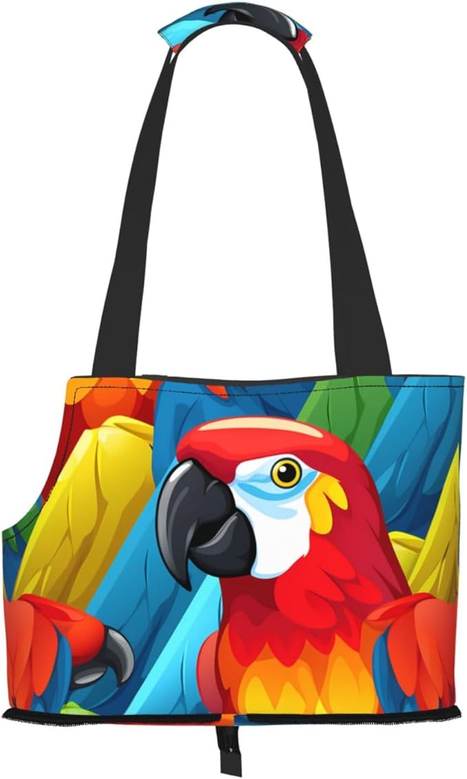 Beautiful Parrot Bird Printed Portable Foldable pet Shoulder Bag, Suitable for Carrying Small Pets