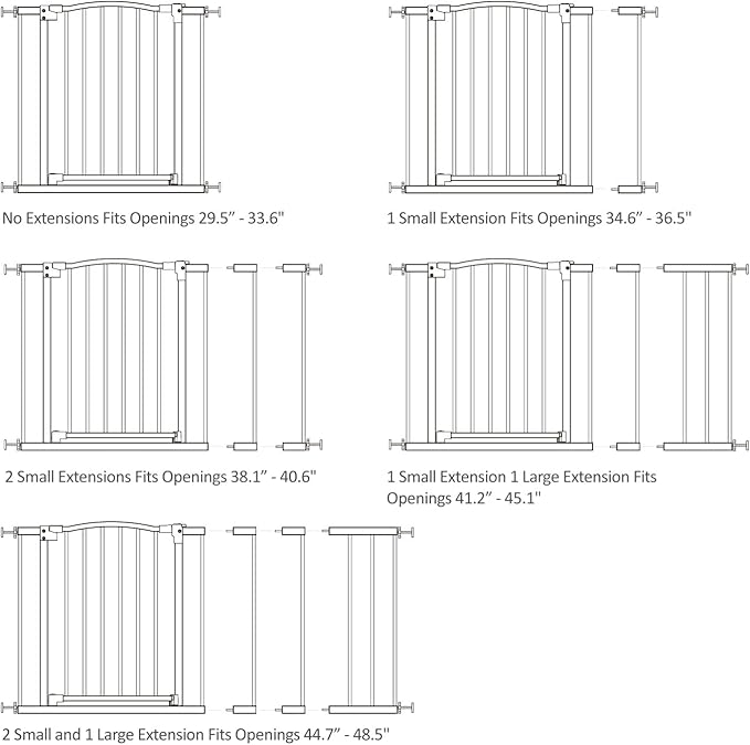 Great Gates Pet Gate - Durable Steel Gate for Stairs - Self-Closing Door & 2-Step Child Proof Lock - Wall-Friendly Dog Gates for Doorways (Fits Most) - 29.8"- 47.5", 34” Tall