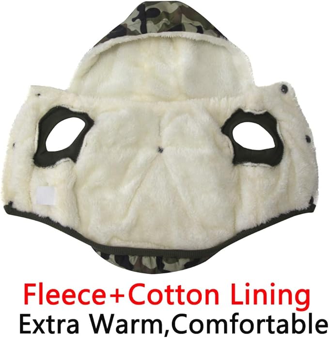 Vecomfy Fleece Lining Extra Warm Dog Hoodie in Winter for Small Dogs Jacket Puppy Coats with Hooded,Green Camo M