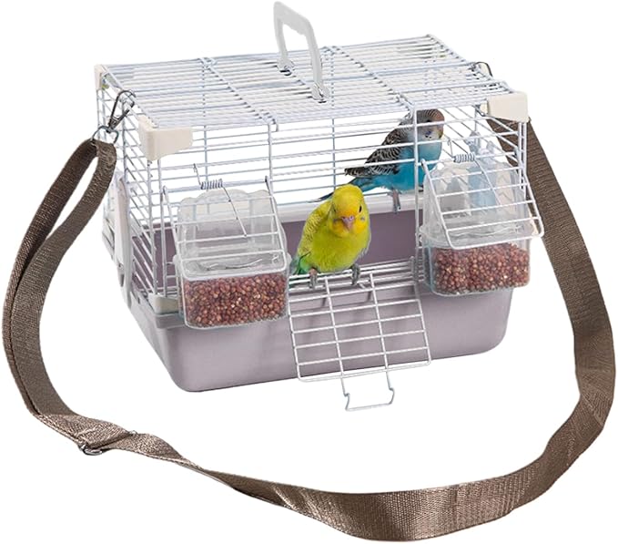 Portable Bird Cage - Heavy-Duty Travel Carrier, Convenient Handle, Small Animal Housing, Durable Pet Enclosure | Safe Transport Cage for Cockatiels Budgies Peony Pearl Munias Travel Home