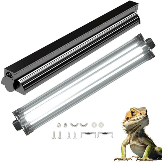KINGYEENUO T8 UVB Reptile Light Fixture HO UVB Bulb Lighting Combo Kit, 10.0 UVB Light for Reptiles Terrarium Hood, 15W Reptile Light Bar UVA UVB Desert Lamp for Bearded Dragon Turtle Tank, 18Inch