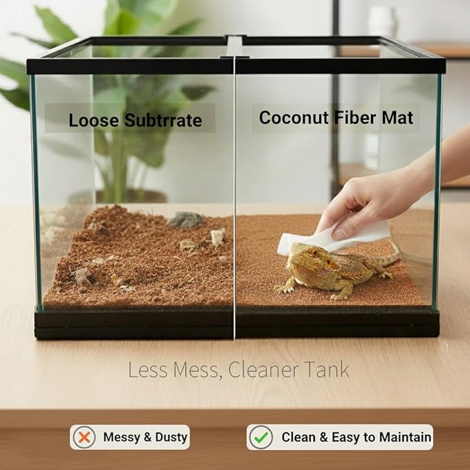 Reptile Carpet, Reptile Mat, Natural Coconut Fiber Liner Flooring for Tank, Bearded Dragon Tank Accessories (18"X 36", 1 PCS)