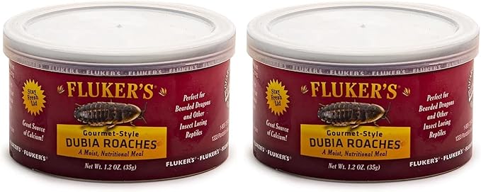 Fluker's Gourmet Canned Food for Reptiles, Fish, Birds and Small Animals, Dubia Roaches, 1.2 oz (Pack of 2)