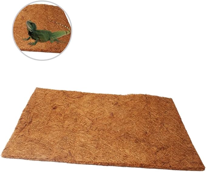 Happyyami 2pcs Natural Coconut Fiber Reptile Bedding Mat Wear-Resistant Cushion for Tortoise and Other Pets Breathable Substrate for Terrarium and Reptile Habitat