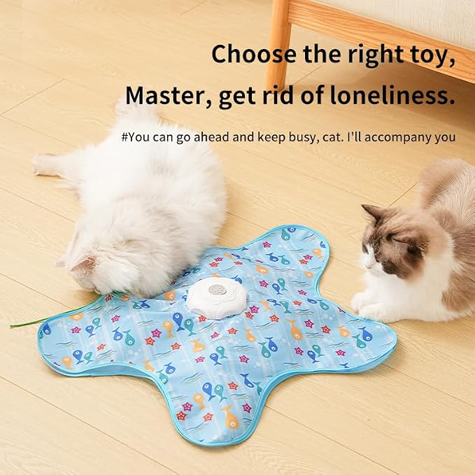 Rechargeable Automatic Cat Toy, 3-Mode Touch-Activated Interactive Toy with Random Motion, Concealed Feather & Squeaky Sound for Indoor Cats & Kittens (Blue) - Image 7