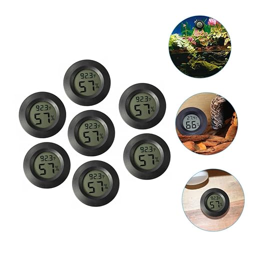 Totority 7pcs Mini Digital Thermohygrometer Reptile Tank Humidor Indoor/Outdoor Temperature Humidity Gauge