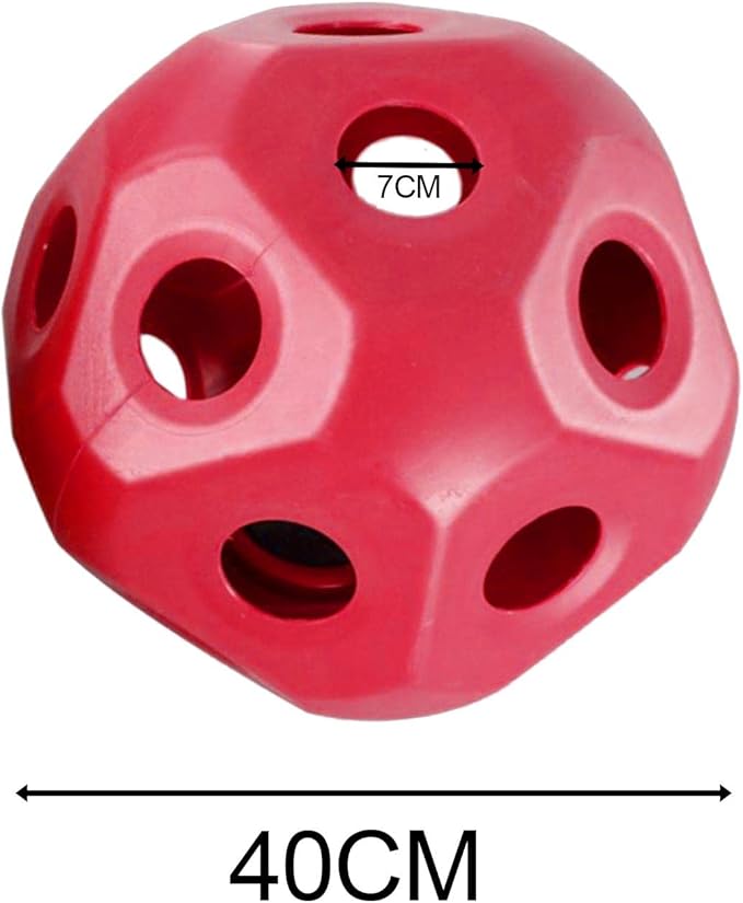 15.7" Horse Treat Ball,Hay Feeder Toy, Funny Horse Toys Snack Ball,Carrot Feeding Toy Ball Carrot Feeder Toy Feed Ball Hanging for Paddock Stall Stable Horses Feeding Supplies (Red)