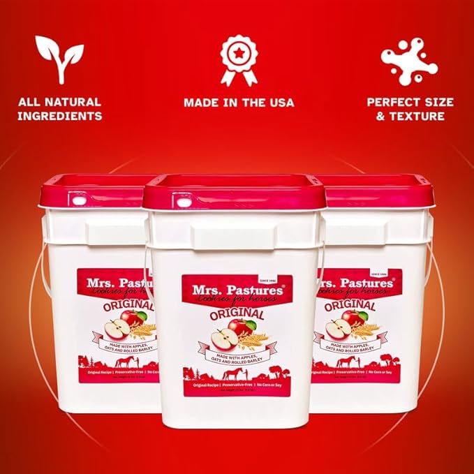 Mrs Pastures Cookies and Treats for Horses - Premium Horse Treats - Made with Apples, Oats, and Rolled Barley - Preservative Free - All Natural Ingredients - No Corn or Soy - Made in USA - (5lb Bag)