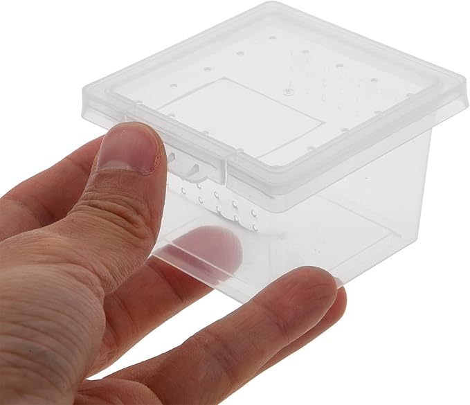 balacoo Transparent Reptile Breeding Box Mini Feeding Cage Tank with Lid 2.67X2.16X1.77 Inch Compact Lightweight Insect Habitat for Spider Scorpion Gecko Snake