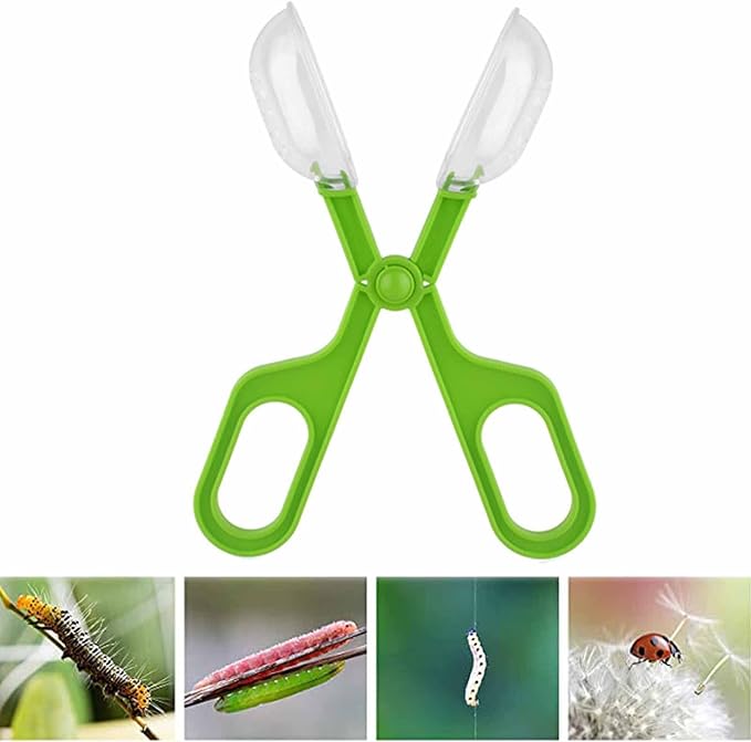 Reptile Feeding Clamp Reptile Poop Scoop Cage Fish Tank Cleaning Tools Green Feeding Tool Feeding Clamp Litter Clamp for Gecko Lizard Bearded Dragon