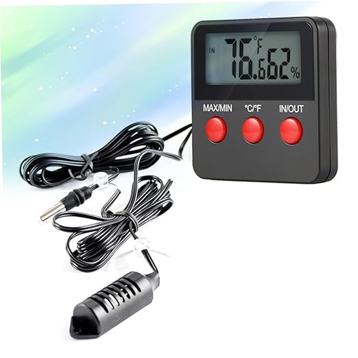 Gadpiparty Digital Temperature and Humidity Reptile Humidity Gauge Brooder Thermostat Wall Mount Celsius Display