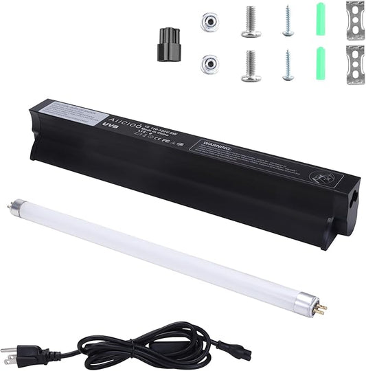 Aiicioo T5 HO UVB Reptile Light Fixture 10.0 8W Light Combo Kit 12 Inch Light Fixture Reptile Terrarium Hood with 8W Reptile Light Bar for Bearded Dragon Lizards Turtle Tank