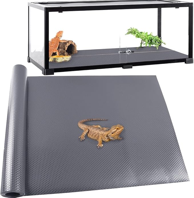24 × 118" Large Reptile Carpet,Bearded Dragon Tank Accessories,Reptile Mat, Leopard Gecko Substrate,Bearded Dragon Tank Flooring,Snake,Tortoise Bedding(24 "× 118 ", 1 PCS Grey Thicker Mat)