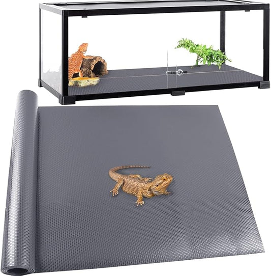 24 × 118" Large Reptile Carpet,Bearded Dragon Tank Accessories,Reptile Mat, Leopard Gecko Substrate,Bearded Dragon Tank Flooring,Snake,Tortoise Bedding(24 "× 118 ", 1 PCS Grey Thicker Mat)