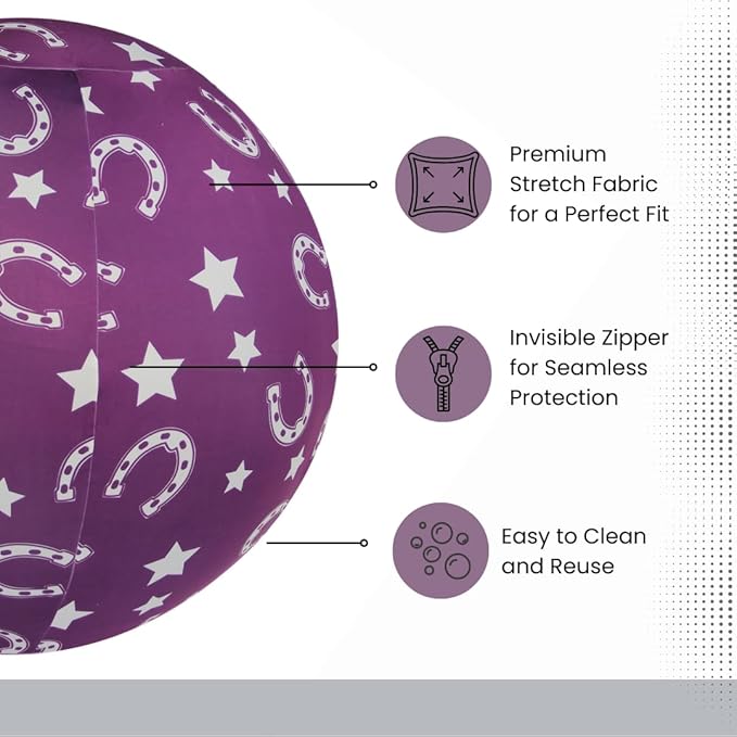 40 Inch Horse Ball Cover, Ball Cover for Horses(Noble Purple Horseshoe Pattern, 40inch)