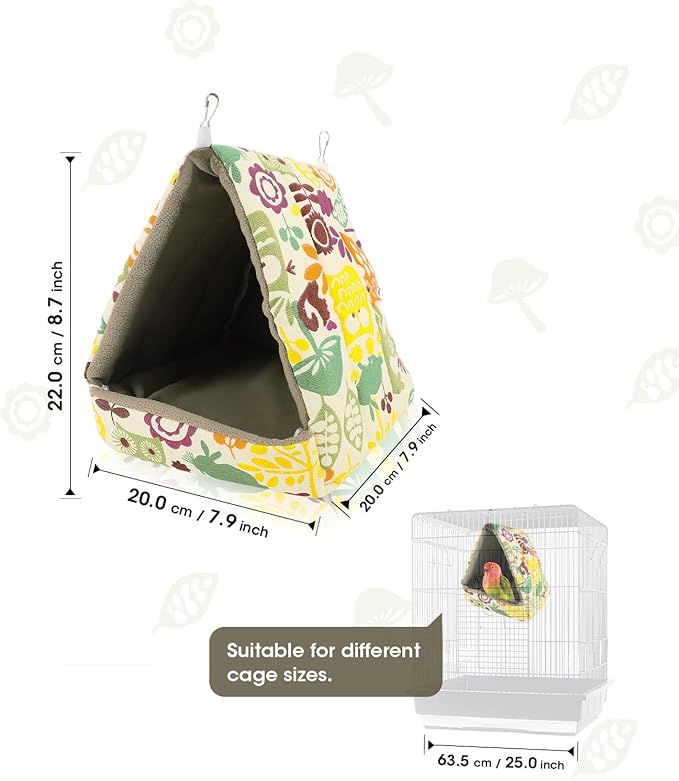 ANZOME Safety Bird Bed Hammock - Anti-Tangle Fleece Warm Bird Nest for Cage, Cozy Winter Hut for Parakeets, Cockatiels, Conures & Lovebirds (M Size, Washable Base)