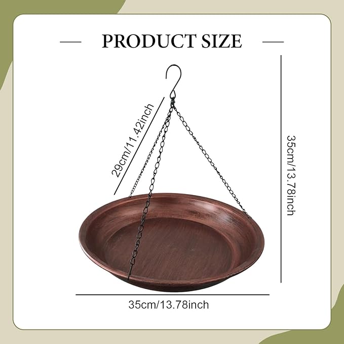 Hanging Bird Feeder Hanging Bird Bath Multipurpose Waterer with Hook Food Bowl Feeding Plate for Yard Garden Decoration Lawn